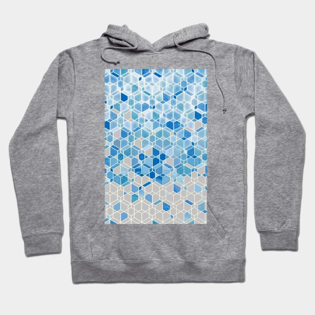 Cubes & Diamonds in Blue & Grey Hoodie by micklyn